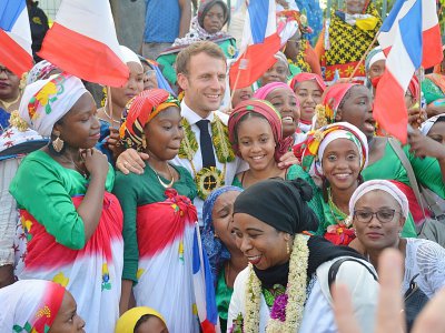 Le président Emmanuel Macron juste avant sa visite à la Réunion, à M'tsamboro (Mayotte), le 22 octobre 2019 - Samuel BOSCHER [AFP]