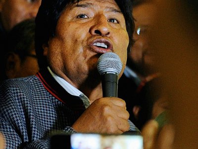 Le président bolivien Evo Morales, lors d'une conférence de presse, à La Paz le 20 octobre 2019 - JORGE BERNAL [AFP]