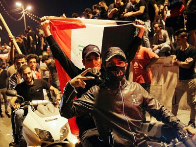 Des Irakiens manifestent à Bagdad, le 24 octobre 2019 - - [AFP]