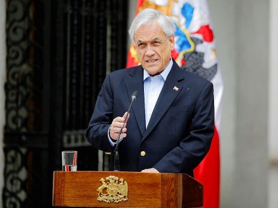Le président chilien Sebastian Pinera s'adresse au pays le 26 octobre 2019 - Pedro Lopez [AFP]