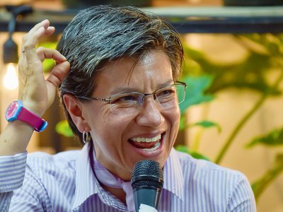 La Colombienne Claudia Lopez lors d'une réunion publique le 22 octobre 2019 à Bogota, candidate à la mairie de la capitale. - Raul ARBOLEDA [AFP]