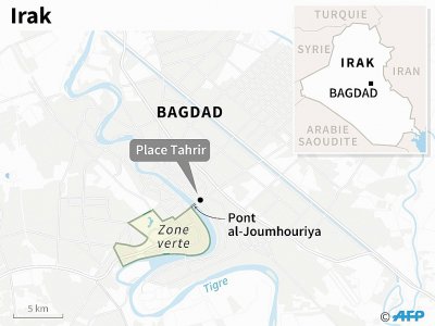 Carte de l'Irak et de Bagdad où des manifestations contre la corruption, des services publics défaillants et le chômage ont lieu - Jonathan WALTER [AFP]