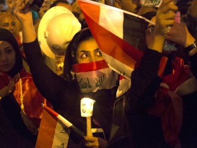 Des Irakiennes marchent pour dénoncer la mort de manifestants, à Basra, le 1er novembre 2019 - Hussein FALEH [AFP]