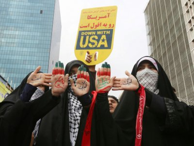 Des Iraniennes manifestent contre les Etats-Unis, le 4 novembre 2019 à Téhéran - ATTA KENARE [AFP]