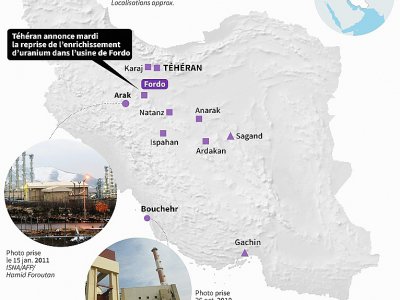 Localisation des sites nucléaires, réacteurs et mines d'uranium en Iran - [AFP]