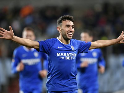 L'attaquant de Séville Munir El Haddadi auteur d'un triplé contre Dudelange en Ligue Europa, le 7 novembre 2019 à Luxembourg - JOHN THYS [AFP]