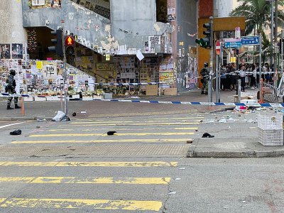 Le site précis où un policier a tiré sur un protestataire, le 11 novembre 2019 à Hong Kong - Su XINQI [AFP]
