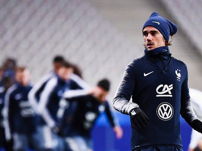 L'attaquant Antoine Griezmann à l'entraînement, le 13 novembre 2019 au Stade de France de Saint-Denis - FRANCK FIFE [AFP]