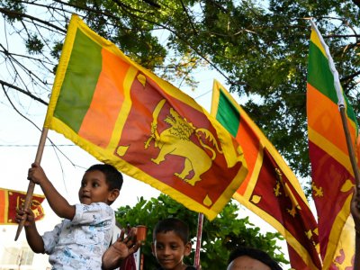 Des sympathisants de Gotabaya Rajapaksa le 17 novembre 2019 à Colombo, au Sri Lanka - Lakruwan WANNIARACHCHI [AFP]