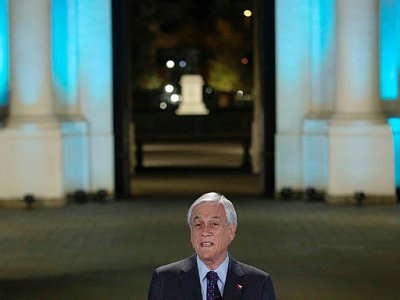 Le président chilien Sebastian Piñera s'adresse à la nation, le 17 novembre 2019 à Santiago du Chili - CLAUDIO REYES [AFP]