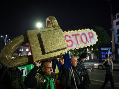 Manifestation le 3 novembre 2019 à Bucarest contre l'exploitation illégale des forêts - Daniel MIHAILESCU [AFP]