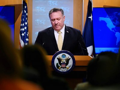 Le chef de la diplomatie américaine Mike Pompeo lors d'une conférence de presse le 18 novembre 2019 à Washington - JIM WATSON [AFP]