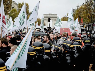 Des centaines d'agriculteurs sur les Champs-Elysées à Paris le 27 novembre 2019 - Philippe LOPEZ [AFP]