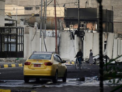Le consulat iranien incendié, le 28 novembre 2019 à Najaf, en Irak - Haidar HAMDANI [AFP]