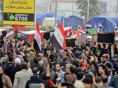 Funérailles des manifestants tués lors de mouvements de contestation, le 29 novembre 2019 à Najaf, en Irak - Haidar HAMDANI [AFP]