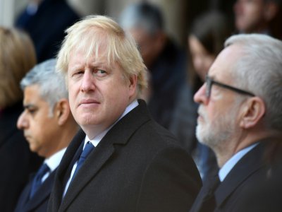 Le Premier ministre britannique Boris Johnson lors d'un hommage, le 2 décembre 2019 à Londres, aux victimes de l'attaque jihadiste au couteau sur le London Bridge - DANIEL LEAL-OLIVAS [AFP]