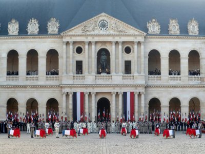 Hommage national aux treize soldats français tués au Mali dans la cour des Invalides à Paris, le 2 décembre 2019 - Thibault Camus [POOL/AFP]