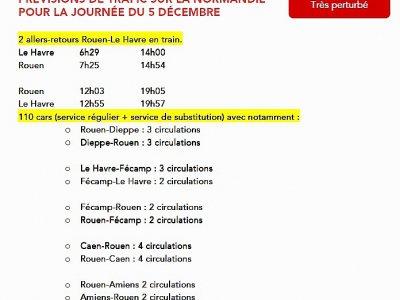 Plan de transport pour jeudi 5 décembre - SNCF