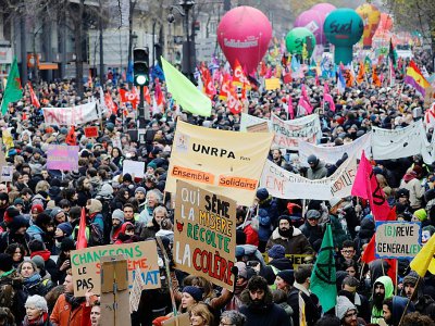 Manifestation contre la réforme des retraites, le 5 décembre 2019 à Paris - Thomas SAMSON [AFP]