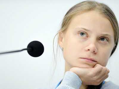 La militante suédoise pour le climat Greta Thunberg, lors d'une conférence de presse de jeunes activistes sur la COP25, à Madrid le 9 décembre 2019 - CRISTINA QUICLER [AFP]