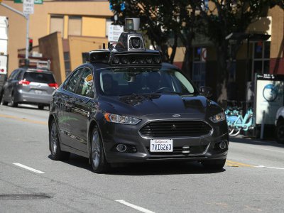 Une voiture autonome d'Uber en test dans les rues de San Francisco, le 27 mars 2017 - JUSTIN SULLIVAN [Getty Images North America/AFP/Archives]