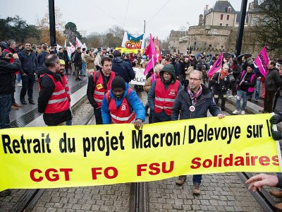 Manifestation contre la réforme des retraites, à Nantes,le 10 décembre 2019 - Loic VENANCE [AFP]