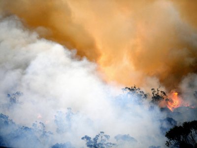 Un incendie volontairement déclenché par les pompiers pour en contenir un autre dans la région de Spencer (Australie) le 9 décembre 2019 - SAEED KHAN [AFP]