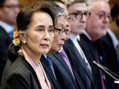 La dirigeante birmane Aung San Suu Kyi devant la Cour internationale de justice à La Haye, le 9 décembre 2019 - Koen Van WEEL [ANP/AFP]