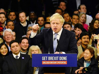 Le Premier ministre britannique, le conservateur Boris Johnson, fait un discours à la veille des législatives, le 11 décembre 2019 à Londres - Ben STANSALL [AFP]