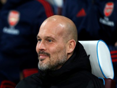 L'entraîneur intérimaire d'Arsenal Freddie Ljungberg suit le match contre West Ham en Premier League, le 9 décembre 2019 à Londres - Adrian DENNIS [AFP]