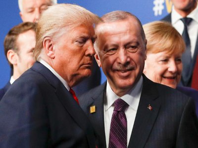 Donald Trump et Recep Tayyip Erdogan au sommet de l'Otan au Royaume-Uni, début décembre. - PETER NICHOLLS [POOL/AFP/Archives]