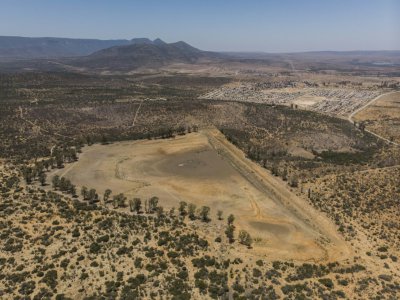 Vue aérienne du barrage d'Adelaïde à sec, le 26 novembre 2019 en Afrique du Sud - Guillem Sartorio [AFP]