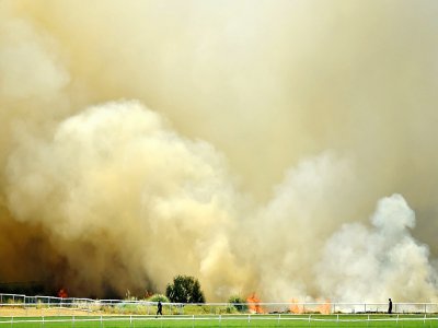 Un incendie ravage les abords du stade de cricket de la ville australienne de Perth, le 13 décembre 2019 - Peter PARKS [AFP]