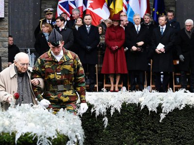L'ancien combattant américain Malcolm Buck Marsh Jr aux célébrations du 75e anniversaire de la bataille des Ardennes le 16 décembre 2019 à Bastogne - JOHN THYS [AFP]