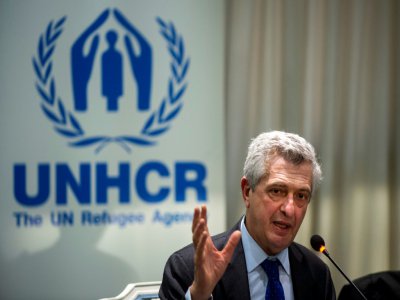 Le Haut-Commissaire aux réfugiés Filippo Grandi, le 28 novembre 2019 à Athènes - ANGELOS TZORTZINIS [AFP/Archives]