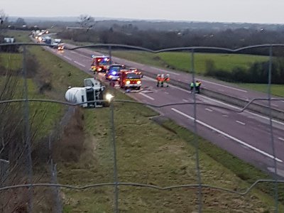 Accident d'un camion-citerne transportant du propane dans la Manche, à hauteur de Montmartin-en-Graignes, le jeudi 19 décembre. - dr