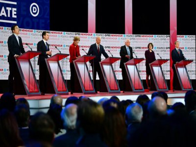 Les sept candidats à l'investiture démocrate, le 19 décembre 2019 à Los Angeles - Frederic J. Brown [AFP]