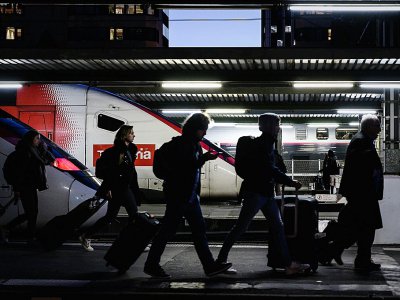 Des voyageurs à la gare de Lyon à Paris, le 20 décembre 2019 lors de la grève contre la réforme des retraites - Philippe LOPEZ [AFP]