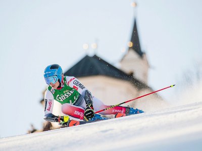La Française Clara Direz lors de la 1re manche du géant de Lienz en Autriche, le 28 décembre 2019 - Michael GRUBER [APA/AFP]