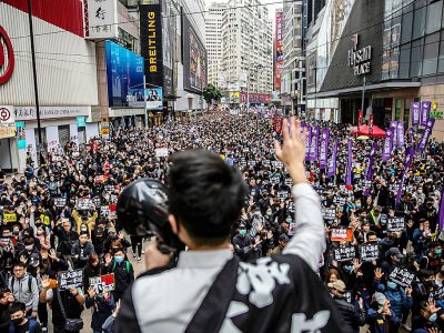 Imposante manifestation pro-démocratie à Hong Kong, le 1er janvier 2020 - ISAAC LAWRENCE [AFP]