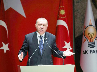 Le président turc Recep Tayyip Erdogan lors d'un disccours devant le parti de la Justice et du Développement (AKP, au pouvoir), le 26 décembre 2019 à Ankara. - MURAT KULA [TURKISH PRESIDENTIAL PRESS SERVICE/AFP/Archives]