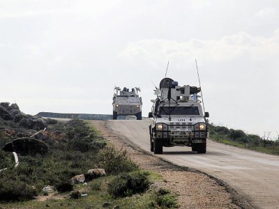 Des véhicules des Nations Unies patrouillent dans la région du Golan, frontalier avec le Liban et la Syrie, le 3 janvier 2020 - Ali DIA [AFP]