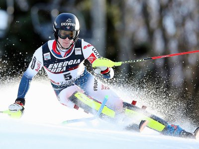 Le Français Clément Noël lors de la 1re manche du slalom de Zagreb, le 5 janvier 2020 - Damir SENCAR [AFP]
