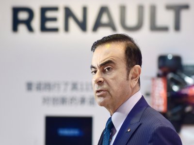 (FILES) This file photo taken on April 20, 2015 shows chairman and CEO of Nissan and Renault, Carlos Ghosn, speaking during an interview at the 16th Shanghai International Automobile Industry Exhibition in Shanghai. - Nissan chairman Carlos Ghosn was