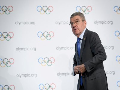 Thomas Bach, président du Comité international olympique, à l'issue d'une conférence de presse, à Lausanne, le 5 décembre 2019 - Fabrice COFFRINI [AFP/Archives]