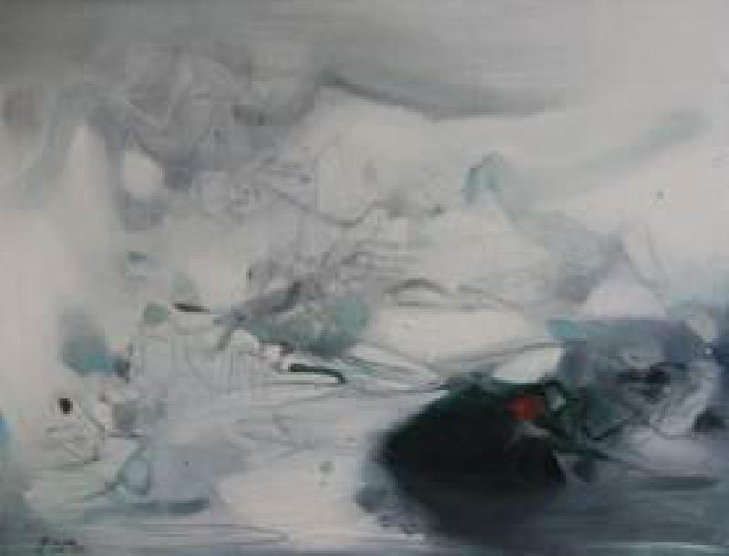 CHU TEH CHUN (né en 1920) - Composition abstraite, 1979. Peinture sur toile, Signée en bas à gauche. Contresignée et datée au dos. 50 x 65 cm