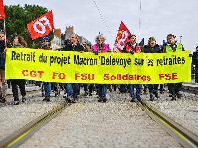 Manifestation contre la réforme des retraites, le 11 janvier 2020 à Nantes (Loire-Atlantique) - LOIC VENANCE [AFP]