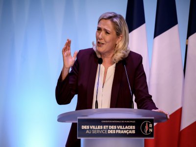 La présidente du Rassemblement national Marine Le Pen lors d'une convention de son parti sur les municipales, le 12 janvier 2020 à Paris - Lionel BONAVENTURE [AFP]