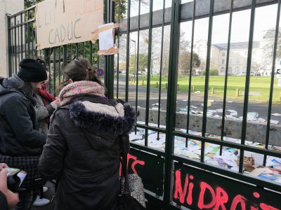 Des manifestants ont jeté des manuels scolaires par-dessus la barrière du rectorat ce jeudi 16 janvier. Un symbole contre le manque de moyens dans le milieu de l'éducation.