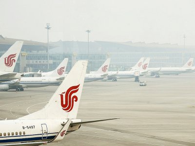 Des avions Air China à l'aéroport de Pékin le 6 avril 2017 - WANG ZHAO [AFP]